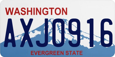 WA license plate AXJ0916