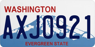 WA license plate AXJ0921