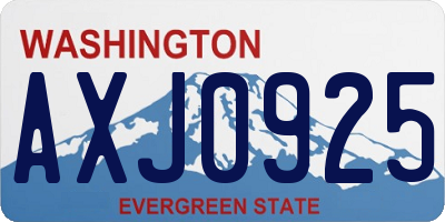 WA license plate AXJ0925