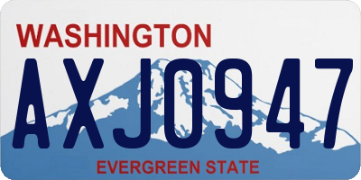 WA license plate AXJ0947