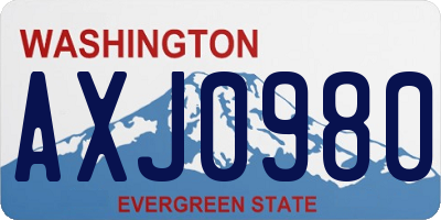 WA license plate AXJ0980