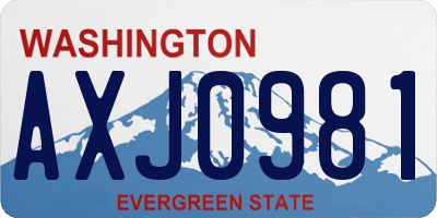 WA license plate AXJ0981