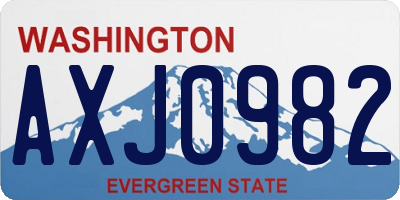 WA license plate AXJ0982