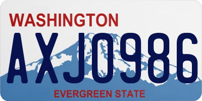 WA license plate AXJ0986