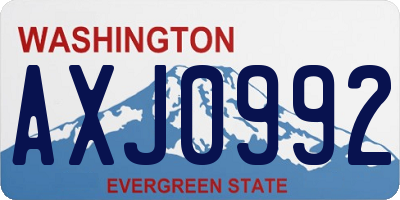 WA license plate AXJ0992