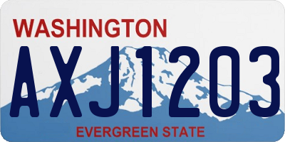 WA license plate AXJ1203