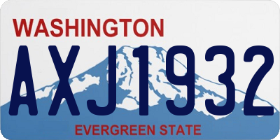 WA license plate AXJ1932