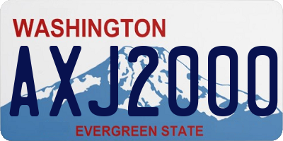 WA license plate AXJ2000