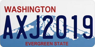WA license plate AXJ2019