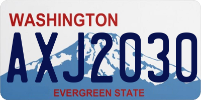 WA license plate AXJ2030