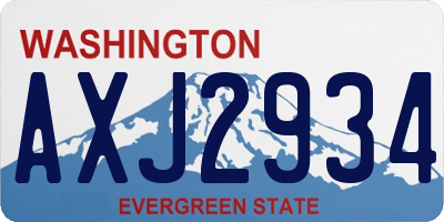 WA license plate AXJ2934
