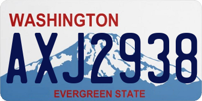 WA license plate AXJ2938