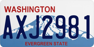 WA license plate AXJ2981