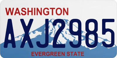 WA license plate AXJ2985