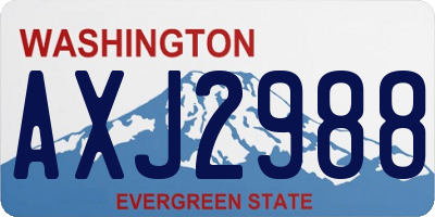WA license plate AXJ2988