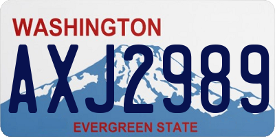 WA license plate AXJ2989