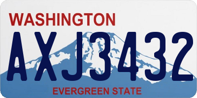 WA license plate AXJ3432