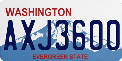 WA license plate AXJ3600