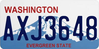 WA license plate AXJ3648