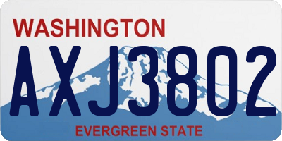 WA license plate AXJ3802