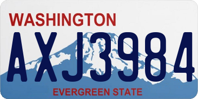 WA license plate AXJ3984