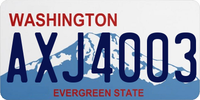 WA license plate AXJ4003