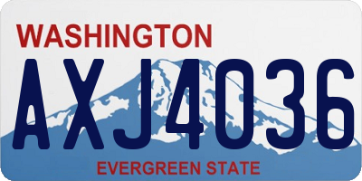 WA license plate AXJ4036
