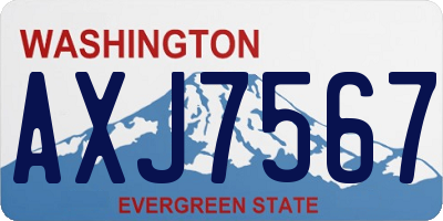 WA license plate AXJ7567