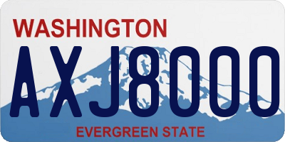 WA license plate AXJ8000