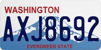 WA license plate AXJ8692