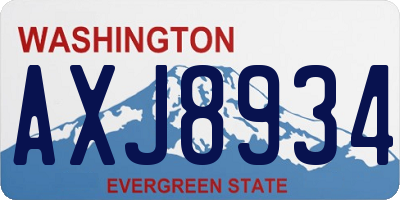 WA license plate AXJ8934