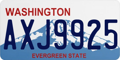 WA license plate AXJ9925