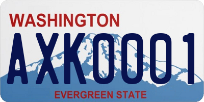 WA license plate AXK0001