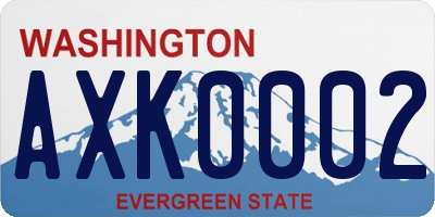 WA license plate AXK0002