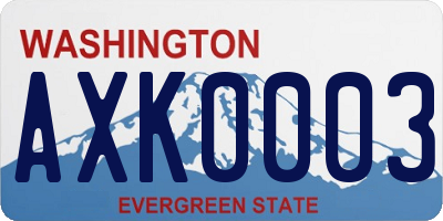 WA license plate AXK0003