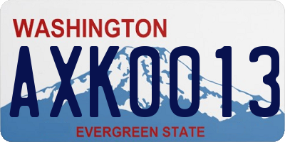 WA license plate AXK0013