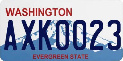 WA license plate AXK0023