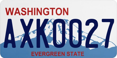 WA license plate AXK0027