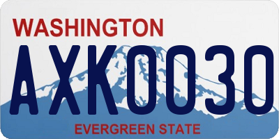 WA license plate AXK0030