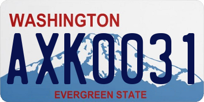 WA license plate AXK0031