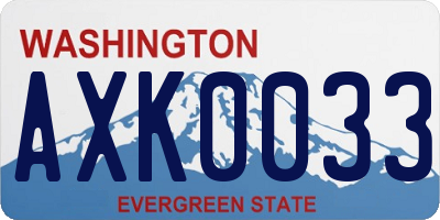 WA license plate AXK0033