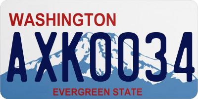 WA license plate AXK0034