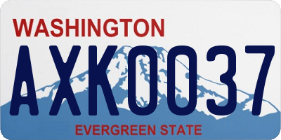 WA license plate AXK0037
