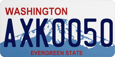 WA license plate AXK0050