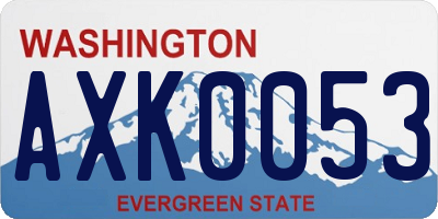 WA license plate AXK0053