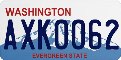 WA license plate AXK0062
