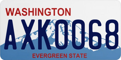 WA license plate AXK0068