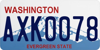 WA license plate AXK0078