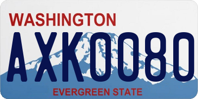 WA license plate AXK0080