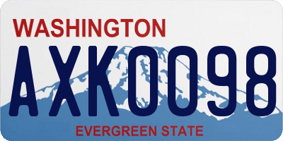 WA license plate AXK0098